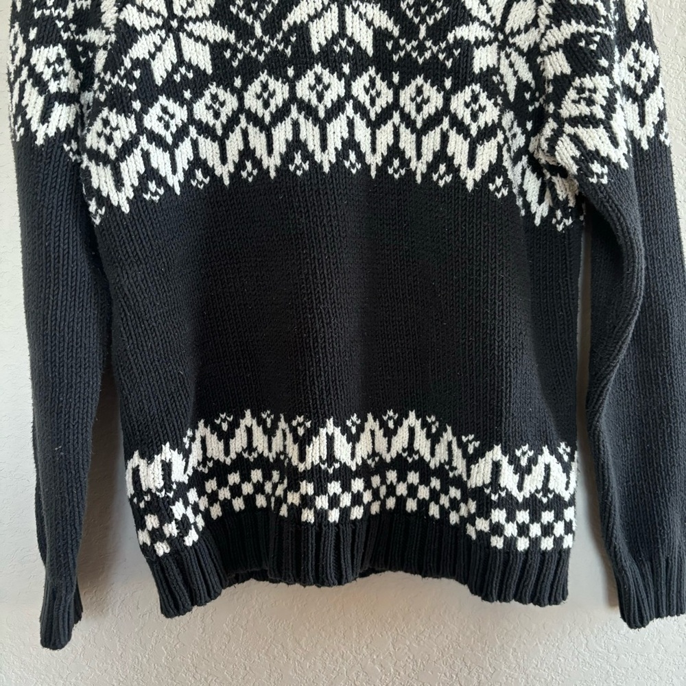 Vintage Hanna Andersson Black Nordic Fair Isle Crew Neck Knit Sweater Size Small View 4